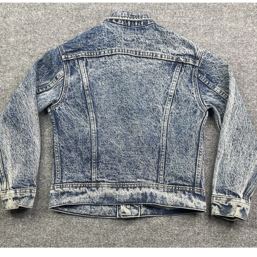 Lee Denim Jacket Kids Size 12 Blue Acid Wash Vintage‎ USA Made Riders Trucker